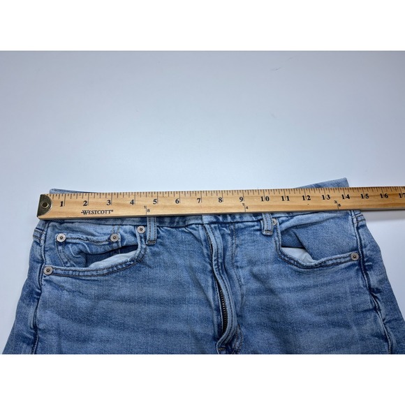 American Eagle Jeans 10 Blue Curvy Super High Rise Baggy Wide Leg Cargo - Picture 9 of 14